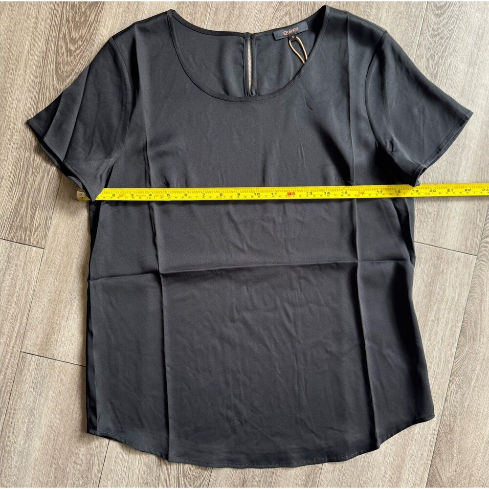 NWT Quince Silk Washable Stretch Tee Black Sz S Minimalist Quiet Luxury Preppy - Picture 11 of 16